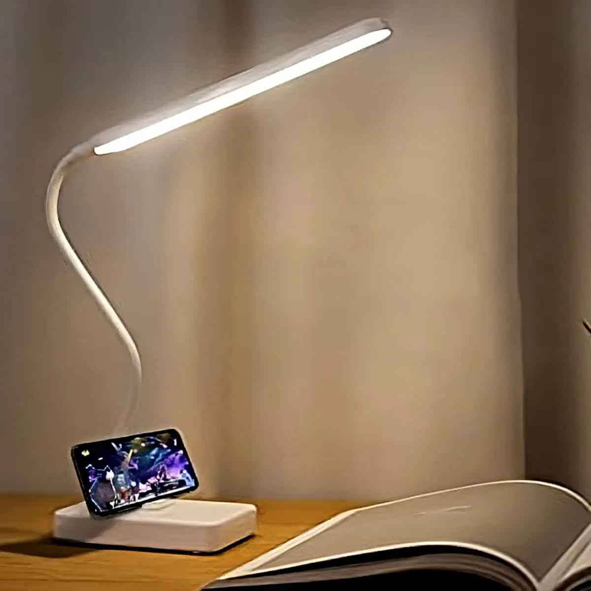Lampe de Bureau LED avec Chargeur sans Fil Pliable Lampe Table