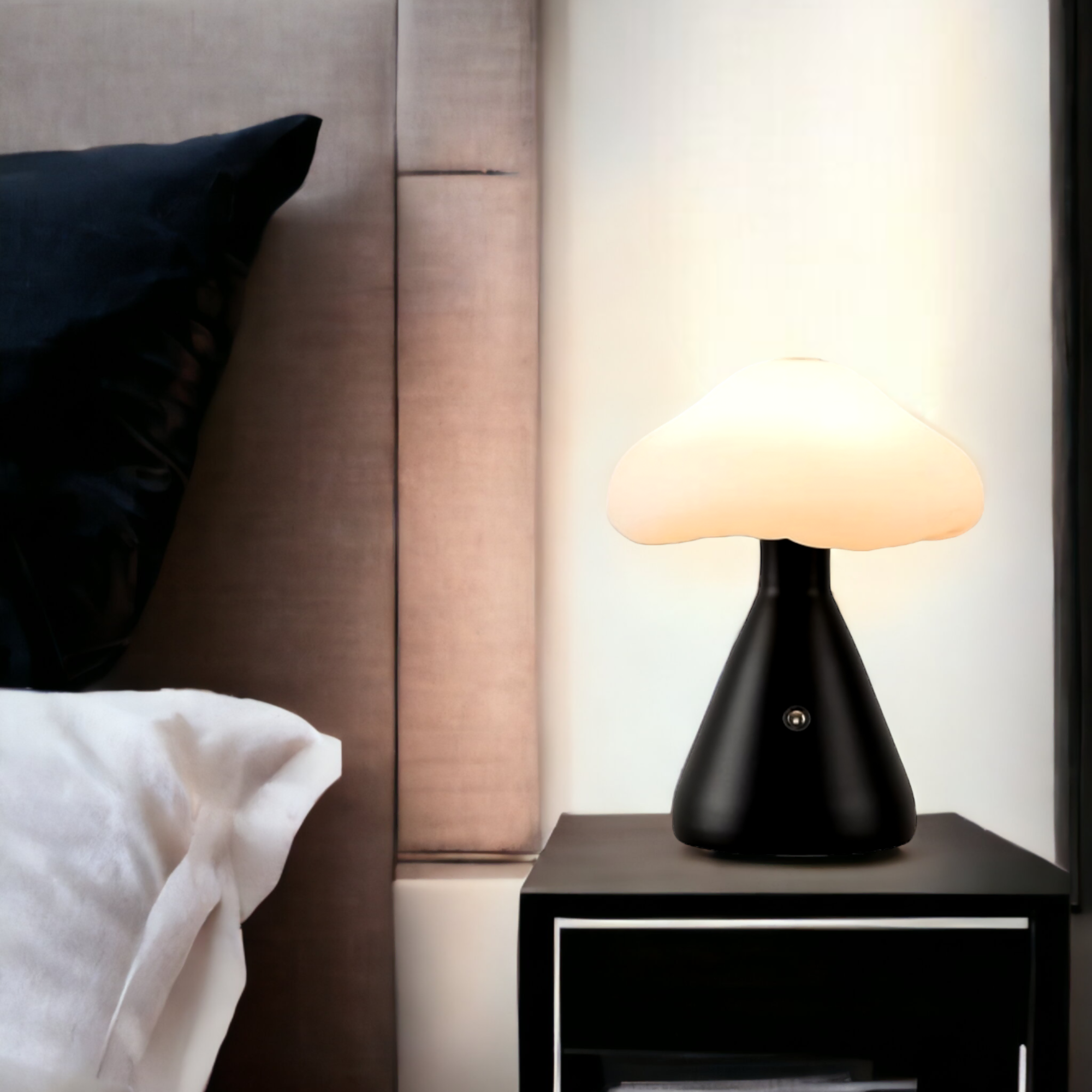 Lampe de chevet Ampoule, Usb Rechargeable Led Night Light Mini Lampe de Chevet  Lampe de Bureau Élégante Pour La Chambre (Noir)